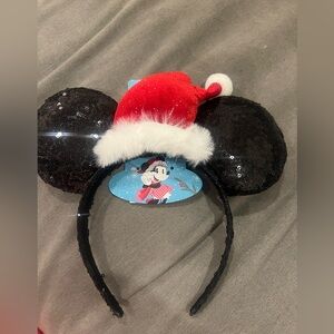 Disney Santa Ears Christmas Holiday Minnie Mouse Mickey Ears Headband Red Black